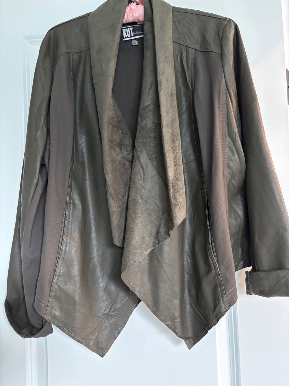 Kut From The Kloth Olive Green Draped Leather Jacket